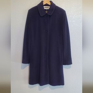 Kristen Blake Dark Navy Blue Wool Blend Long Trench Coat Italian Fabric